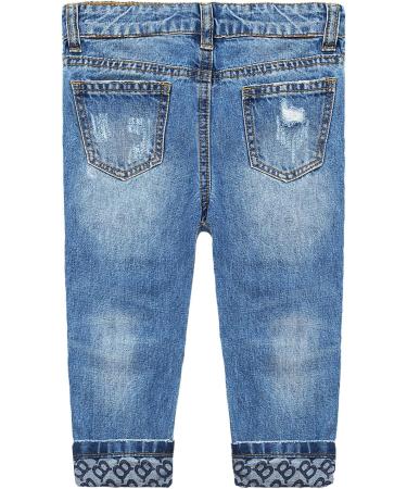 KIDSCOOL SPACE Baby Boys Jeans | Elastic Band | Straight Fit Ripped Denim Pants | 18-24 Months | Blue-6014 - Buy Online on GoSupps.com