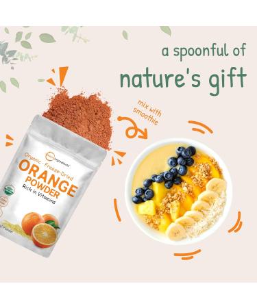 Organic Orange Powder - 8oz Freeze Dried Fruit Powder Rich in Antioxidants and Vitamin C - Immune System Booster for Smoothies, Coffee, and Baking - No GMOs - 1 Pack - Buy Online on GoSupps.com