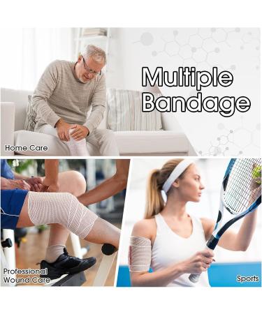 Elastic Bandage Wrap Set - 24 Pcs 2/3/4/6 Inch Compression Bandages with Self Closure, Clips - Stretch up to 15ft - Washable, Reusable for Sports, Medical Injury Recovery - Buy Online on GoSupps.com