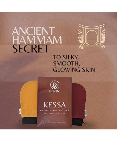 BfefBo Kessa Exfoliating Glove 2 Pack Exfoliating mitt Natural shower loofah exfoliating body scrub Tan removal Plant based Eco friendly Products Plastic free (TAN) - Buy Online on GoSupps.com