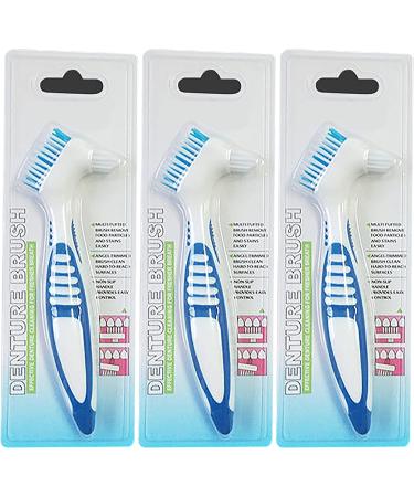 Denture Toothbrush Cleaning Brush Set - 6 Pieces Double Head Soft Bristle Brush for False Teeth - Blue and Orange - Buy Online on GoSupps.com