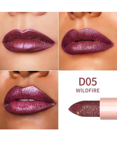 Oulac Diamond Lustre Lipstick Plum - Highly Pigmented Long-Lasting Vegan Lip Makeup | D05 Wildfire - Shop Internationally - Buy Online on GoSupps.com