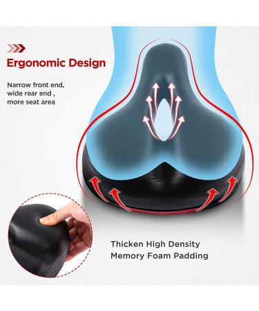 IPOW Comfort Bike Seat - Padded Memory Foam Saddle for Men & Women - Dual Shock Absorbing Balls - Universal Fit - Black - Buy Online on GoSupps.com