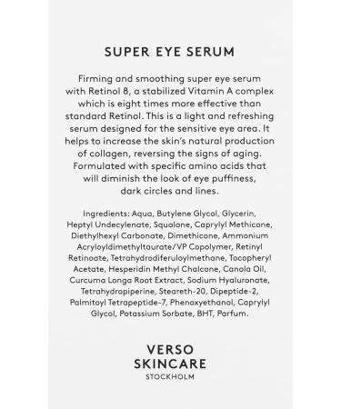 Verso Super Eye Serum 30ml - Anti-Aging Brightening & Hydrating Eye Cream for All Skin Types | Shop Internationally - Buy Online on GoSupps.com