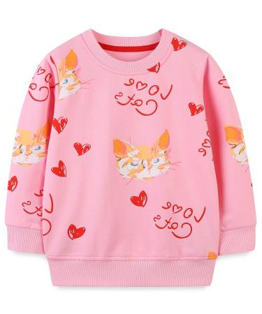 Girls Sweatshirt for Kids Cotton Top Casual Jumper Girl T Shirt Toddler Clothes Long Sleeve Pullover Age 1-12 Years 4-5 Years Cats