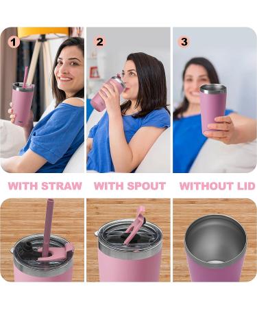 Klickpick Home Kids Cups Set - 12oz Stainless Steel Tumbler with Straws & Lids | Insulated Toddler Baby Straw Cup | Stackable & Powder Coated - Aqua Blue Green Peach Polignac - Buy Online on GoSupps.com