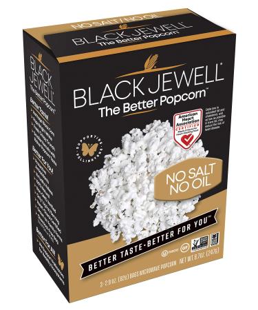 Black Jewell Gourmet Microwave Popcorn, No Salt No Oil, 8.7 Ounces (Pack of 6)
