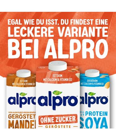 Alpro Almond Drink (Sugar-Free Vegan Lactose-Free) 8x1L Low-Fat Calcium & Vitamin Source Gluten-Free Durable Packaging | Shop Internationally - Buy Online on GoSupps.com