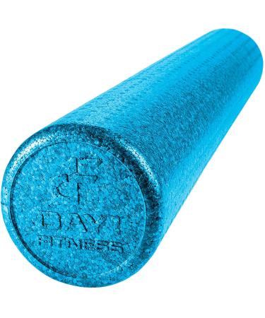 Day 1 Fitness High-Density Round Foam Rollers - 4 Size and 8 Color Options - Massage Rollers for Stretching, Deep Tissue and Myofascial Release Solid Blue 36-Inch