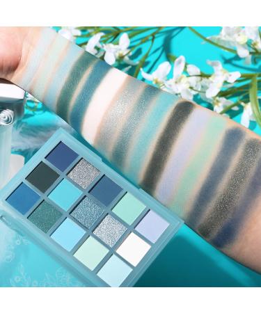 UCANBE Eyeshadow Palette – Shimmer Matte Glitter Metallic Cool Tones Shades 15 Color - Azure Phoenix - Buy Online on GoSupps.com