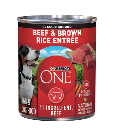 Purina ONE Classic Ground Wet Dog Food Beef & Brown Rice Entree - 368 g Can (12 Pack)