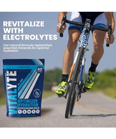 Vitalyte Electrolyte Powder - Isotonic Drink Mix for Hydration & Energy - 35 oz, 40 Servings - Rehydration Supplement for Men, Women, Sports - Cool Citrus Flavor - Buy Online on GoSupps.com