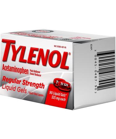 Tylenol Regular Strength Liquid Gels 90 ct | 325mg Acetaminophen Pain Reliever & Fever Reducer - Buy Online on GoSupps.com