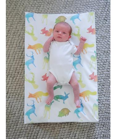 Gilded Bird Wedge Baby Changing Mat | Raised Sides Change Pad 69cm x 44cm | Extra Thick & Wipeable | Colourful Animals Design - Buy Online on GoSupps.com