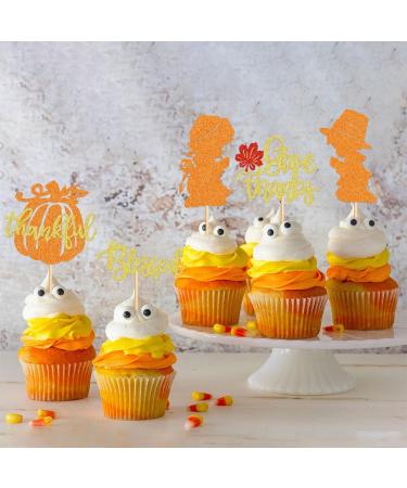 Keaziu 25 Pack Happy Thanksgiving Cupcake Toppers Give Thanks Cupcake Picks For Thanksgiving Theme Cake Decorations Birthday Party Thankful Dinner Supplies Bless - Buy Online on GoSupps.com