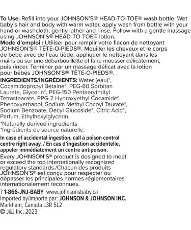 Johnson s Head to Toe Wash 1L Carton Refill Gently Cleanses Baby's Delicate Skin Hypoallergenic Cleanser Paraben Free 1L - Buy Online on GoSupps.com