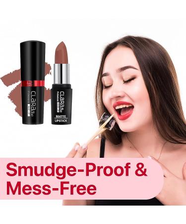 Claraline Matte Lipstick - Long Lasting Nude Brown Lip Makeup | Highly Pigmented & Smudge-Proof | Cruelty-Free & Halal-Certified - Buy Online on GoSupps.com