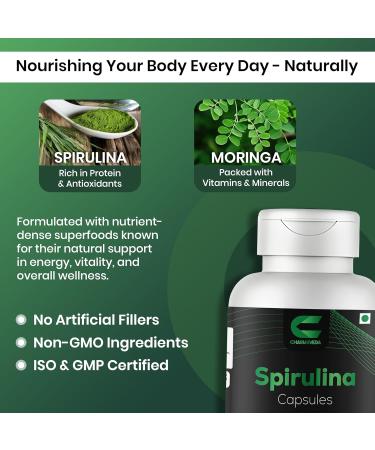 CHARMSVEDA Spirulina Capsules with Moringa Herbal Immune Support* 60 Vegan Capsules - Buy Online on GoSupps.com