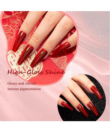 MEGIOR Glitter Red Gel Nail Polish 15ml Shimmer Burgundy Gel Polish 1PC Soak Off UV LED Nail Gel Polish for Nail Art Manicure Salon DIY Home for Women Girls Nails Gift Red Glitter - Buy Online on GoSupps.com