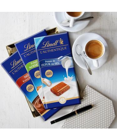 Lindt - Set of 3 L'AUTHENTIC Tablets - Milk Chocolate with Salt Flower Tip 3 x 100g - Buy Online on GoSupps.com
