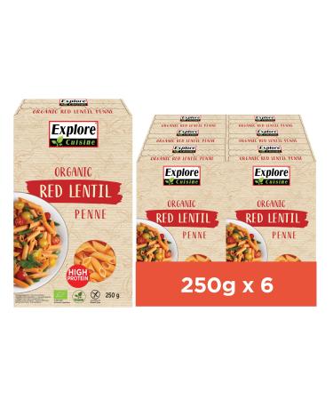 FoodArt Explore Cuisine Bio Penne from red lentils glutenfree pasta from lentil flour vegetable protein pasta without additives ideal for celiac disease vegan 6 x 250 g 250 g 6er Pack