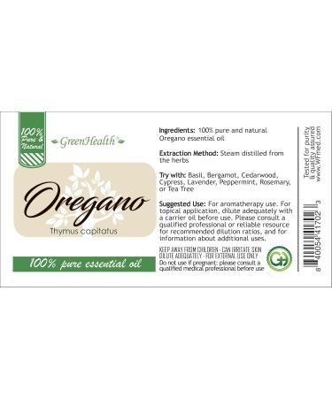 Oregano 2 fl oz (59 ml) Glass Bottle w/Glass Dropper 100% Pure Essential Oil GreenHealth - Buy Online on GoSupps.com