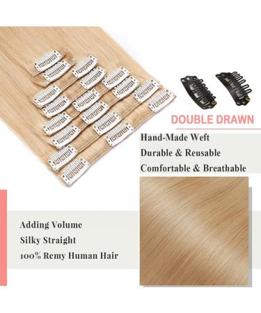Clip In Extensions Natural Blonde #24 - 18 Clips 80g Real Remy Human Hair 50cm - 8 Wefts for Effortless Volume - Buy Online on GoSupps.com