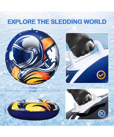 Large 47 Inch Snow Tube with 4 Snow Patches - Waterproof Inflatable Sled for Winter Fun | Space Theme, Heavy Duty K80 PVC Material, -30F Resistant - Buy Online on GoSupps.com