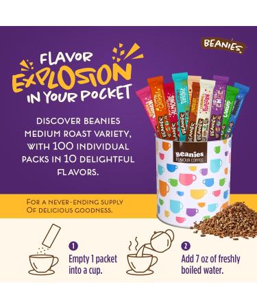 Beanies Flavoured Coffee 100 Mix Flavoured Coffee Stick Stash Tin 571.999999999999 g - Buy Online on GoSupps.com