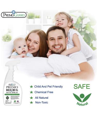 Premo Guard Bed Bug & Mite Killer Spray 24 oz - Fast Acting Treatment | Stain & Scent Free | Child & Pet Safe | Extended Protection | Natural & Non-Toxic Formula - Pack of 1 - Buy Online on GoSupps.com