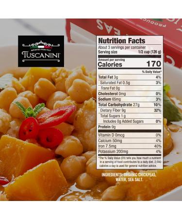 Tuscanini Organic Chickpeas 13.4oz (8 Pack) | Ready to Eat | Plant Based Protein | Premium Product of Italy | For Salads Stews and Dips - Buy Online on GoSupps.com