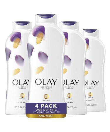 Olay Age Defying Body Wash with Vitamin E & B3 Complex 22 Fl Oz (Pack of 4)