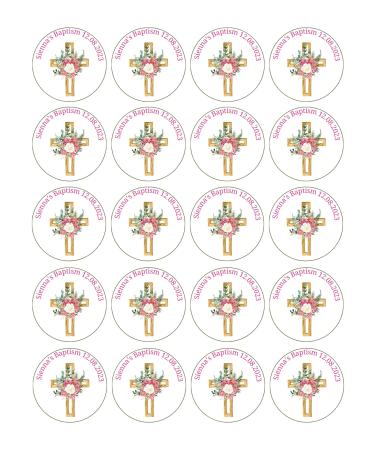 edible 20 x Christening/Baptism Personalised cupcake toppers UNCUT pink - Naming ceremony/Communion etc (wafer paper) Rice Paper - Buy Online on GoSupps.com