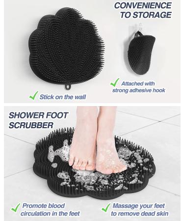ManmiHealth Silicone Back Scrubber Mat & Bath Glove Set (2 PCS) - Hands-Free Foot Scrubber for Shower - Powerful Suction Shower Scrubber with Body & Face Scrubber and Free Hook (Black) - Buy Online on GoSupps.com