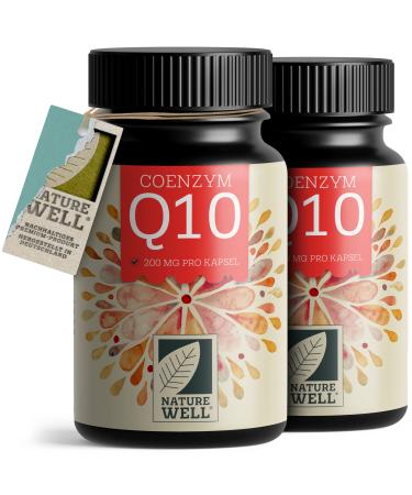 Q10 capsules high dose 120x with 200mg coenzyme Q10 per capsule high -quality coenzyme Q10 vegan from fermentation without undesirable additives stock for 8 months - Naturewell 2x 120 capsules - Buy Online on GoSupps.com