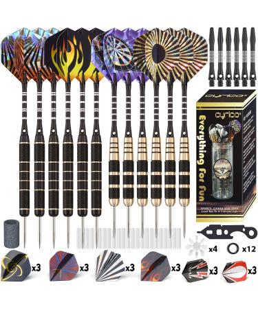 Darts Metal Tip Set Professional Steel Tip Darts 20 and 26 Grams Metal Darts Tips with Aluminum Shafts Brass Barrels Sharpener Tool Kit Carrying Case Extra Dart Flights and Other Accessories 12