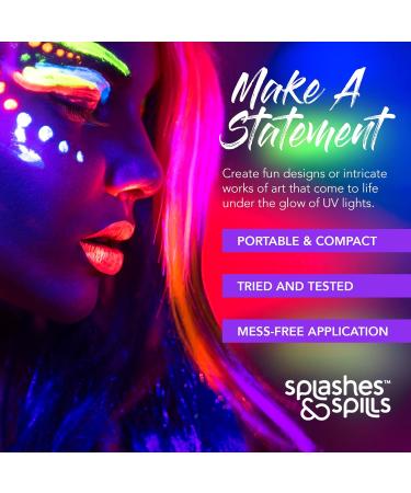 UV Face and Body Paint Sticks - Halloween Club Makeup - Safe for All Skin Types - Splashes & Spills (6 Pack) - Buy Online on GoSupps.com