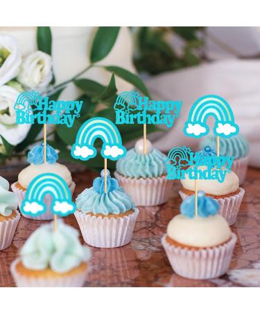 Ercadio 24 Pack Boho Rainbow Happy Birthday Cupcake Toppers Blue Boho Rainbow Cupcake Picks Boho Cake Toppers for Boho Rainbow Theme Birthday Baby Shower Party Decor Supplies A-hp Blue - Buy Online on GoSupps.com