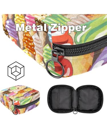 Colorful Cartoon Ice Cream Menstrual Cup Bags | Zippered Period Inserts & Tampon Pouches for Girls & Women - Buy Online on GoSupps.com
