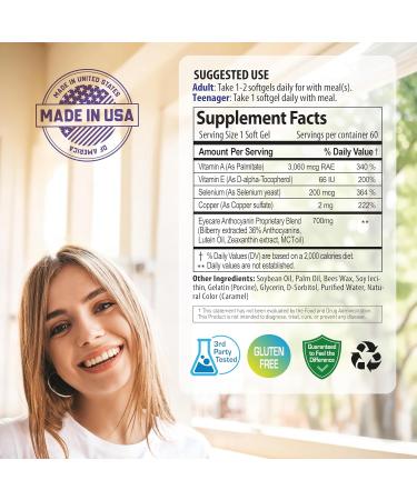 NANOWELL EyeCare Anthocyanins 100 - Eye Health Vitamins with Bilberry Zeaxanthin Lutein - 60 Softgels X 2 Bottles for 4 Months (120 Count) 60 Count (Pack of 2) - Buy Online on GoSupps.com