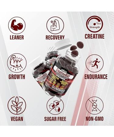 Creatine MAX 90 Chewable Vegan Gummies - 5000mg Creatine Monohydrate, 1000mg BCAAs - Sugar Free Mixed Berry Flavour | 1 Month Supply - Buy Online on GoSupps.com