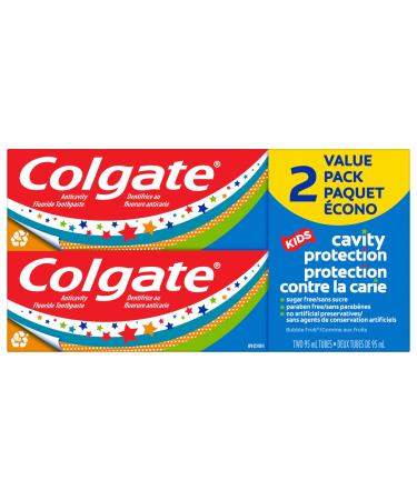 Colgate Kids Toothpaste Cavity Protection Bubble Fruit 95ml (Pack of 2) | Fun Flavor Big Smiles | Colgate Whitening Gel | Travel Toothpaste 95 ml (Pack of 2)