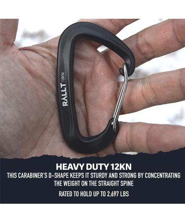 RALLT 12kN & 24kN Carabiners (4 Pack) - Heavy Duty Clips for Hiking, Hammock, Backpacking - Lightweight Aluminum Camping Accessories - Wire Gate Gunmetal - Buy Online on GoSupps.com