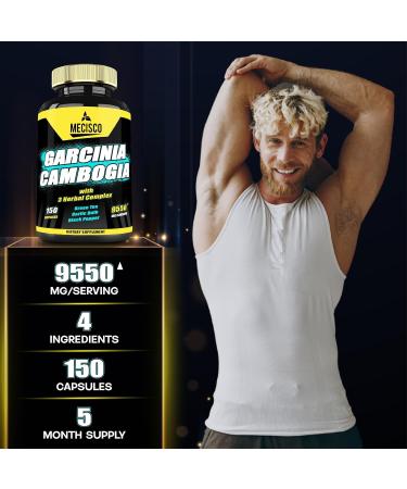 Pure Garcinia Cambogia 9550mg - 5-Month Supply Appetite Control for Women & Men - 150 Vegan Capsules - Buy Online on GoSupps.com