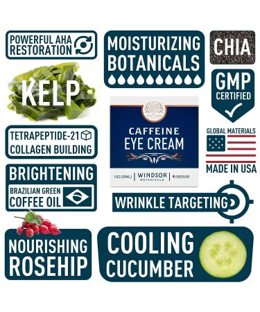 Caffeine Eye Cream for Dark Circles & Puffiness - Anti-Aging Coffee Bean Formula with Hyaluronic Acid - 1 oz - Buy Online on GoSupps.com