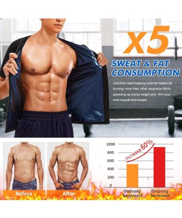 Bingrong Sauna Shirt for Men - Sweat Loss Vest & Body Shaper | Neoprene Fitness Corset | Black Sauna Suckers Top - Buy Online on GoSupps.com