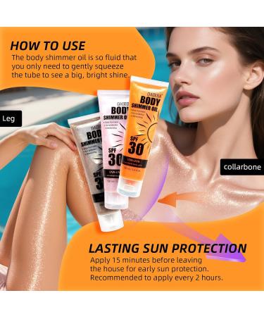  Prreal Sunscreen Shimmering Body Oil SPF 30 100 ml glitter sunscreen with Centella Asiatica extract light Sun Shield Shimmer Non-sticky moisturizing oil pink - Buy Online on GoSupps.com