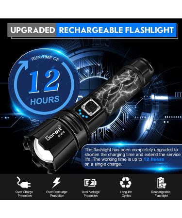 Goreit 20000 Lumen Rechargeable Flashlight XHP70.2 Super Bright LED, IP67 Waterproof, Zoomable - Ideal for Emergencies and Camping - Buy Online on GoSupps.com