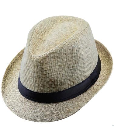 moonsix Classic Fedoras Hats Short Brim Panama Jazz Hat Straw Hat Cap for Men Women Costume Accessories,Beige