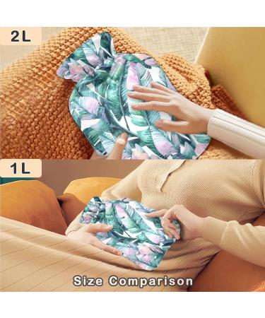 NAANLE 2L Hot Water Bottle with Lid - Transparent Banana Leaf Design for Menstrual Cramps Pain Relief & Heat Therapy - Buy Online on GoSupps.com